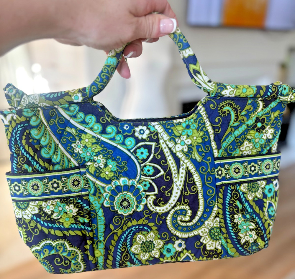 Vera Bradley Mini Satchel Handbag Rhythm & Blues Quilted Paisley Floral Purse